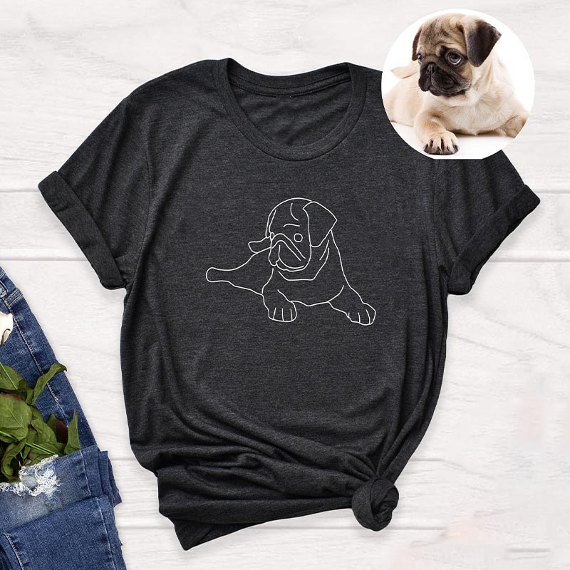 Custom Outline Embroidered T-shirt Personalized Gift