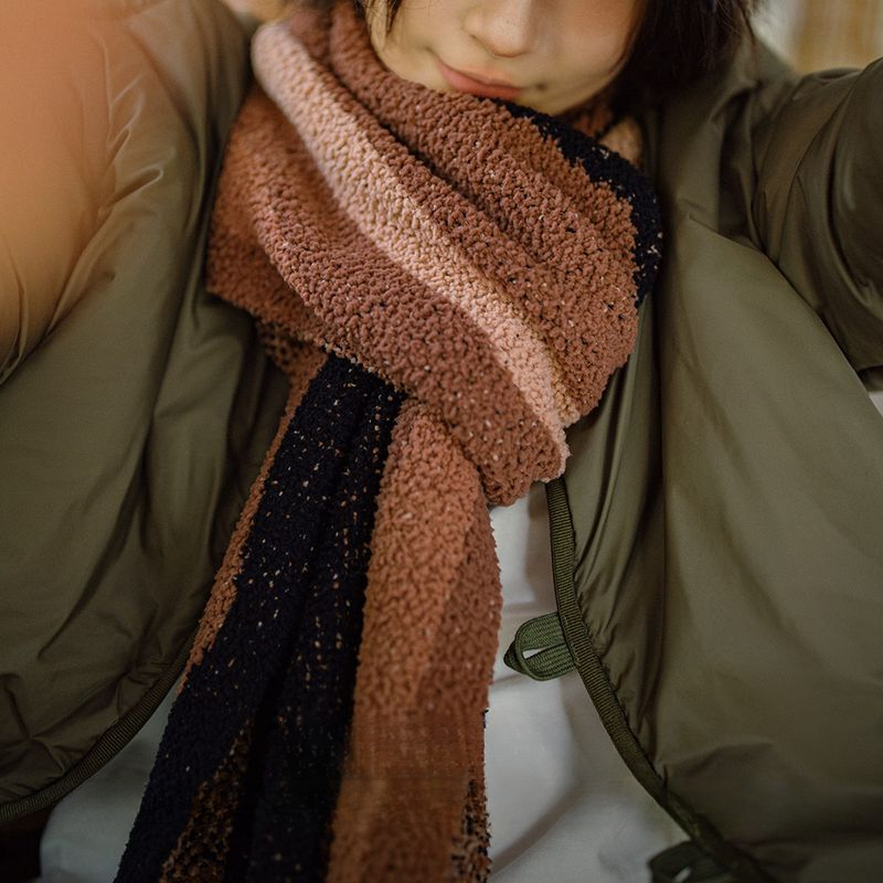 馬登女裝 雅丹風針織毛線圍巾加厚保暖防寒護頸百搭圍脖冬
