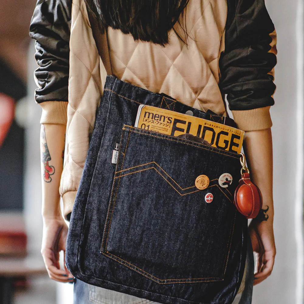 馬登女裝 美式復古牛仔斜挎單肩托特包手提大容量小眾設計平板包