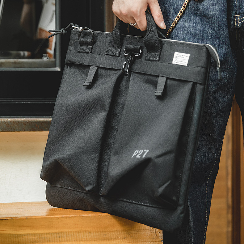 馬登工裝 復古頭盔帆布斜背飛行員機能大容量平板電腦手提包