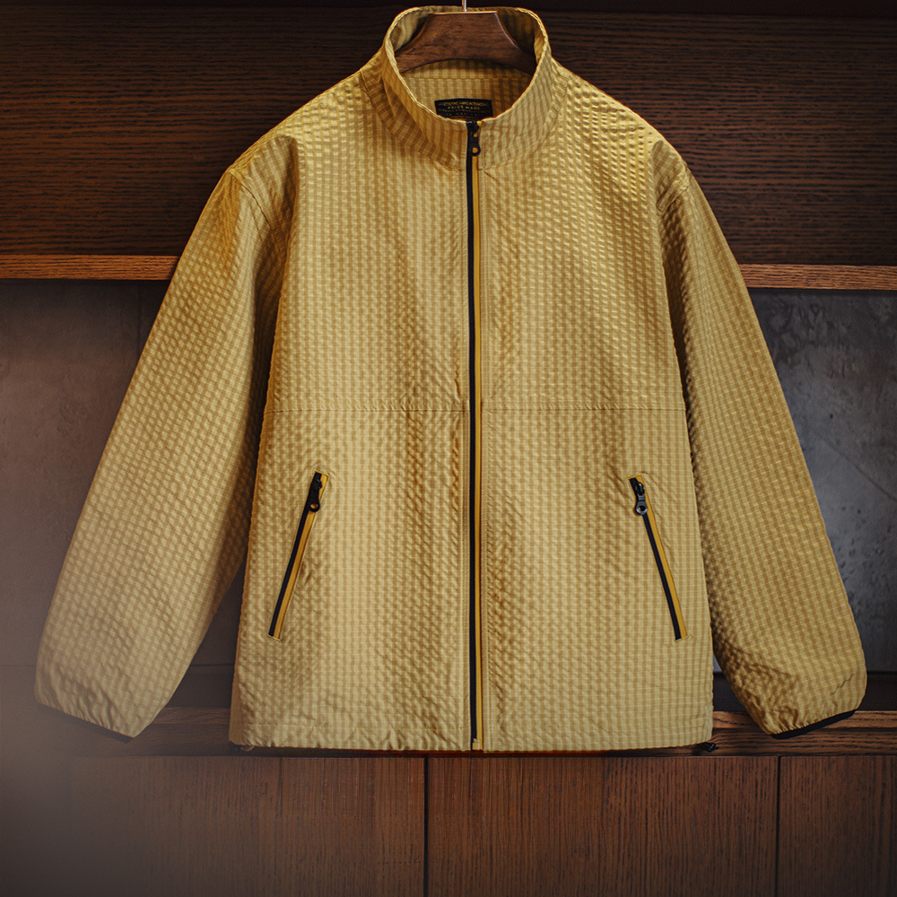 馬登工裝 美式休閒戶外山系夾克肌理感透氣防風立領薑黃外套男春夏