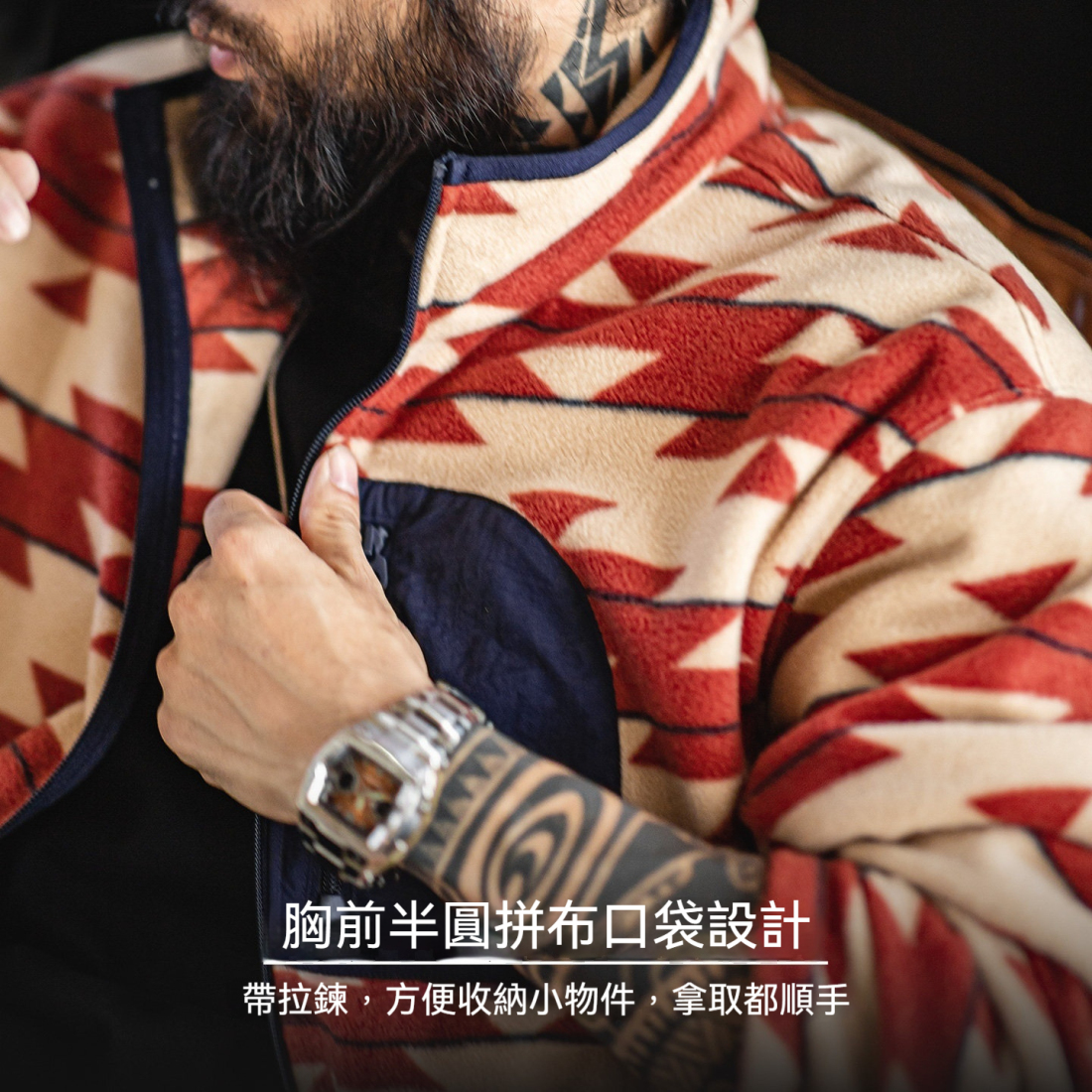 馬登工裝 美式納瓦霍搖粒絨衛衣抓絨軟糯拉鍊開衫雙面立領外套春秋