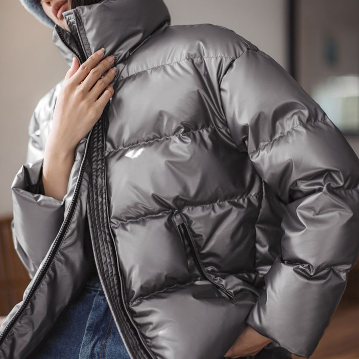 馬登女裝 90白鴨絨光感亮面羽絨服立領保暖麵包服蓄熱加厚外套冬季