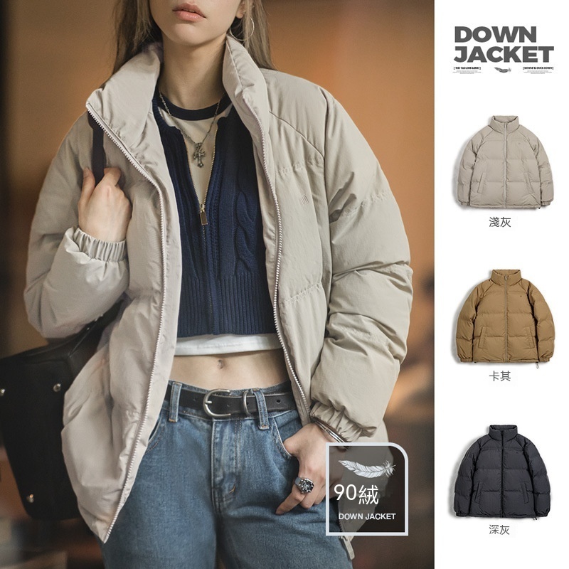 馬登女裝 美式復古90白鴨絨羽絨服戶外防風防水面包服保暖外套