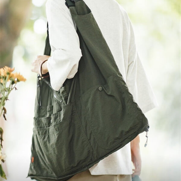 馬登女裝 復古多口袋尼龍馬甲背心外套戶外機能工裝兩用挎包