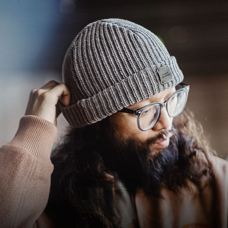 馬登工裝 美式復古粗針織毛線冷帽包頭護耳防寒保暖灰色帽子秋冬