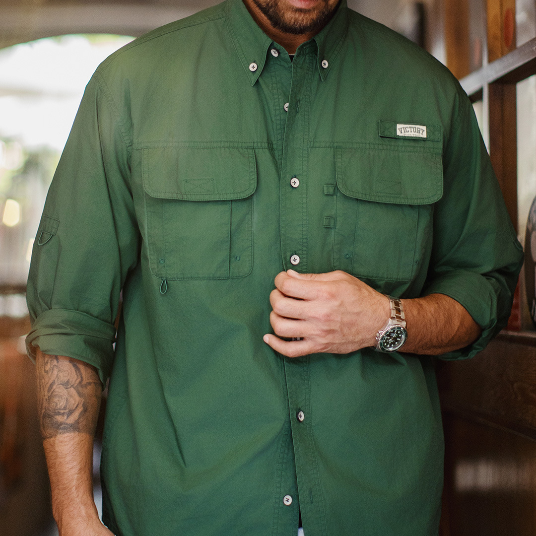 馬登工裝 美式復古多口袋襯衫外套綠色純棉疊穿長袖襯衣薄款男夏秋