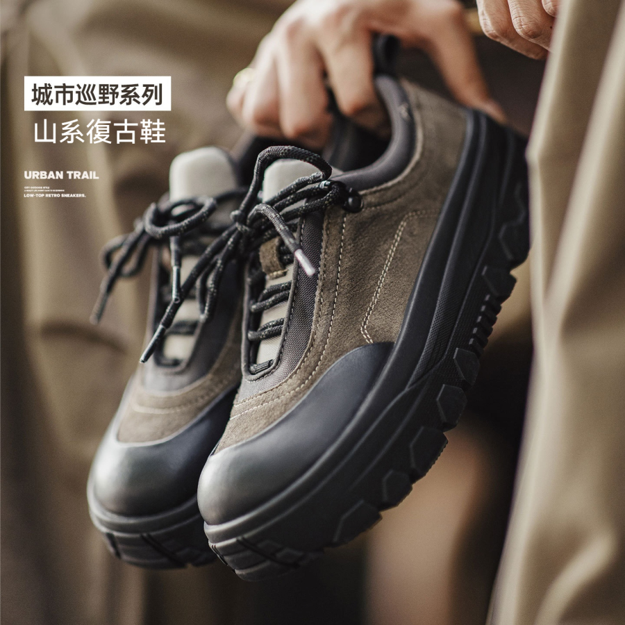 馬登男鞋 復古山系鞋冬季男士厚底百搭潮鞋增高軟底小眾運動休閒鞋