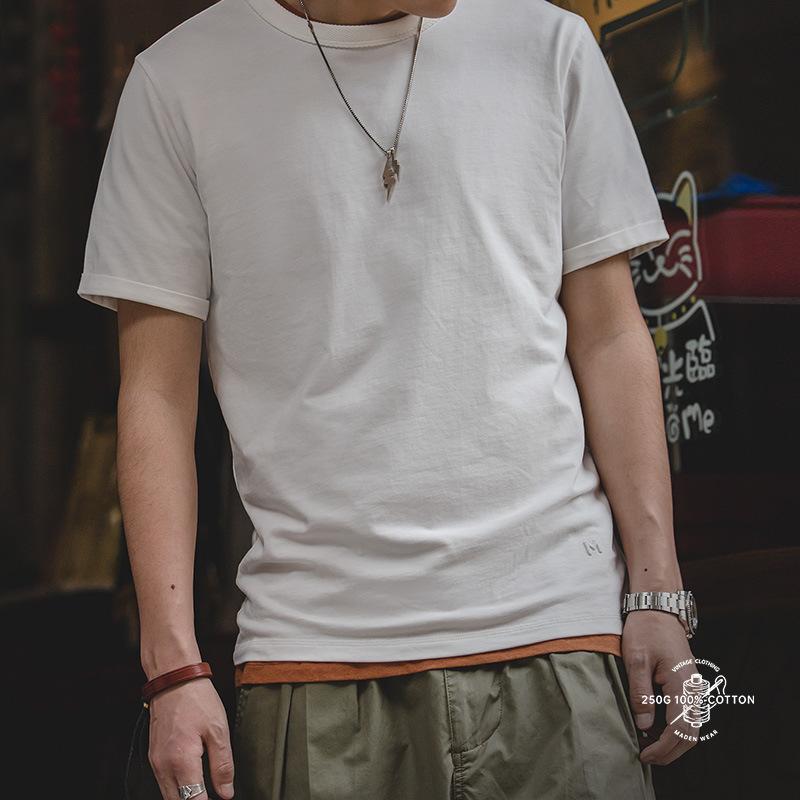 馬登工裝 美式32支純色T恤內搭二本針夏季短袖打底衫純棉Tee