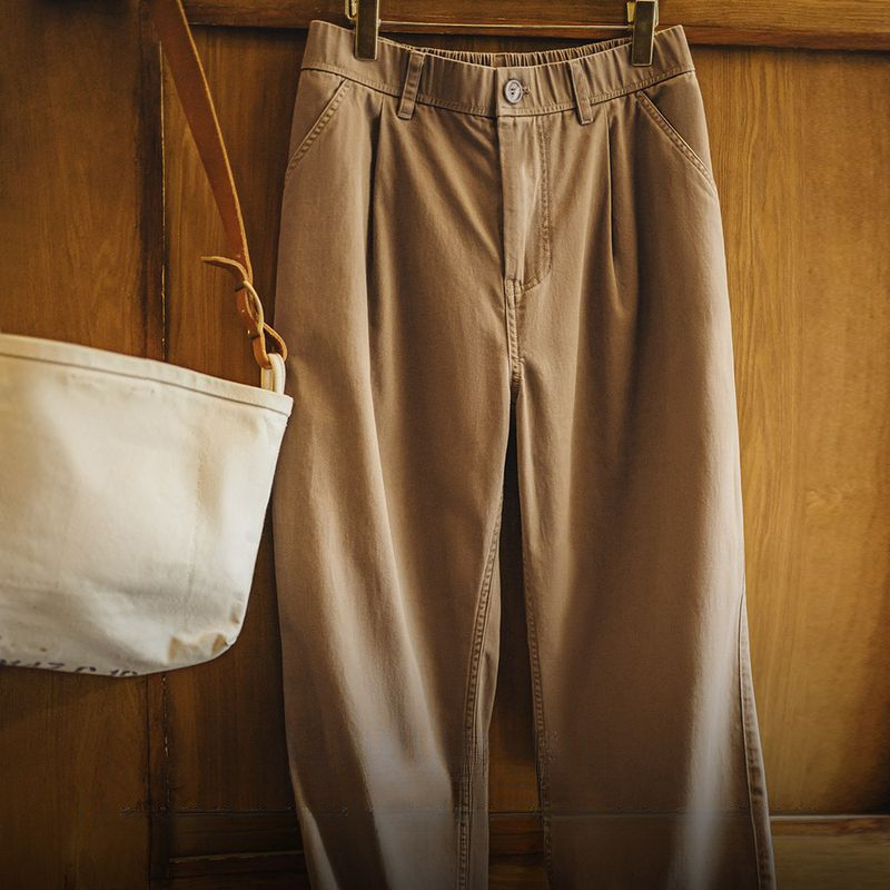 馬登工裝 美式復古做舊伐木工休閒褲寬鬆直筒純棉斜紋長褲子男