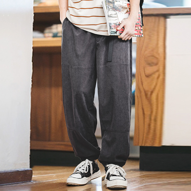 馬登工裝 美式復古燈芯絨束腳休閒褲寬鬆拼接Cityboy衛褲運動褲長褲