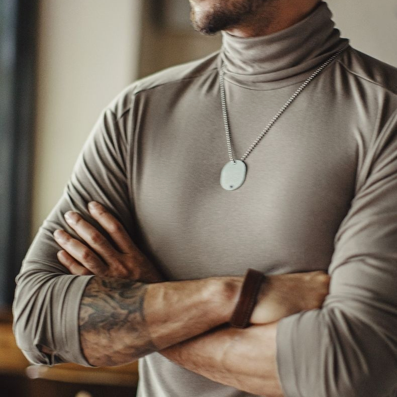 馬登工裝 休閒黑色打底衫抗菌半高領老錢風保暖內衣長袖T恤男秋冬