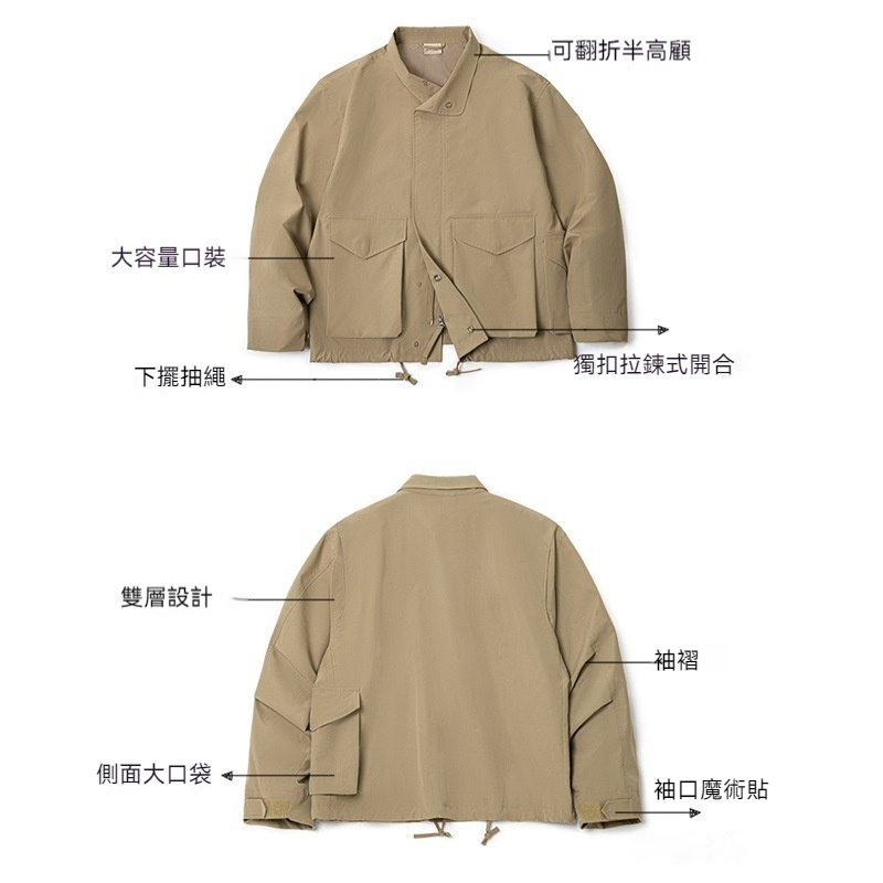 馬登工裝 美式復古M65夾克多口袋翻領阿美咔嘰寬鬆卡其色外套