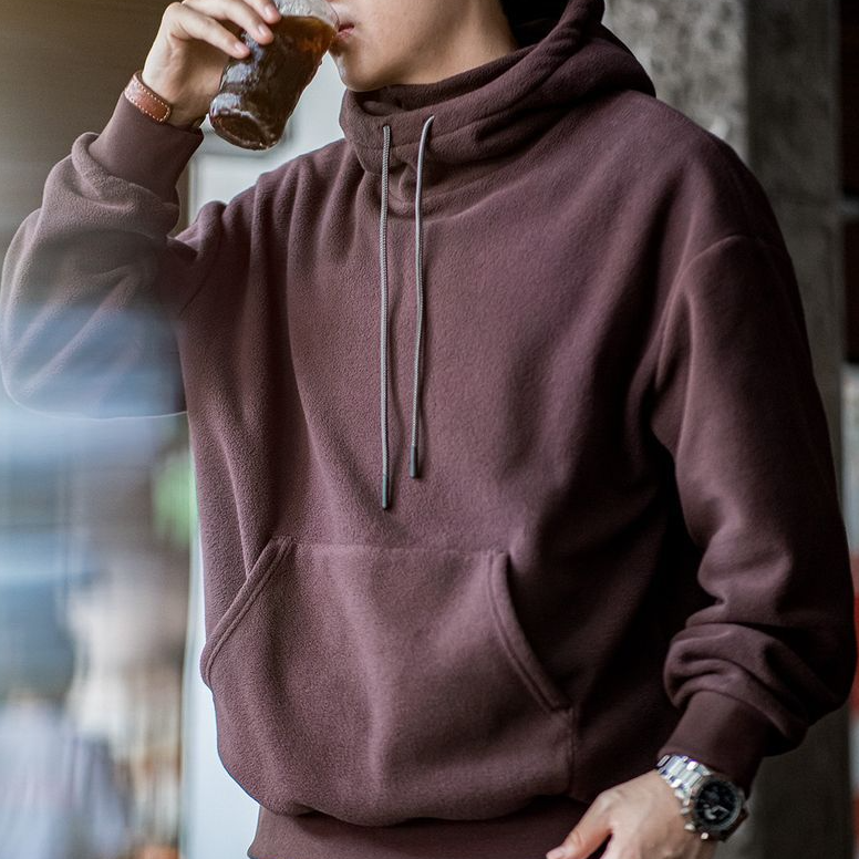 馬登工裝 美式休閒搖粒絨巴拉克拉法連帽衛衣防風套頭面罩上衣男秋冬