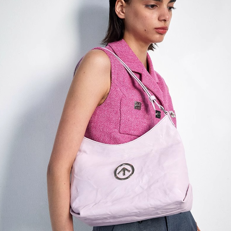 腋下Hobo托特包植鞣绵羊皮褶皺单肩斜挎软包