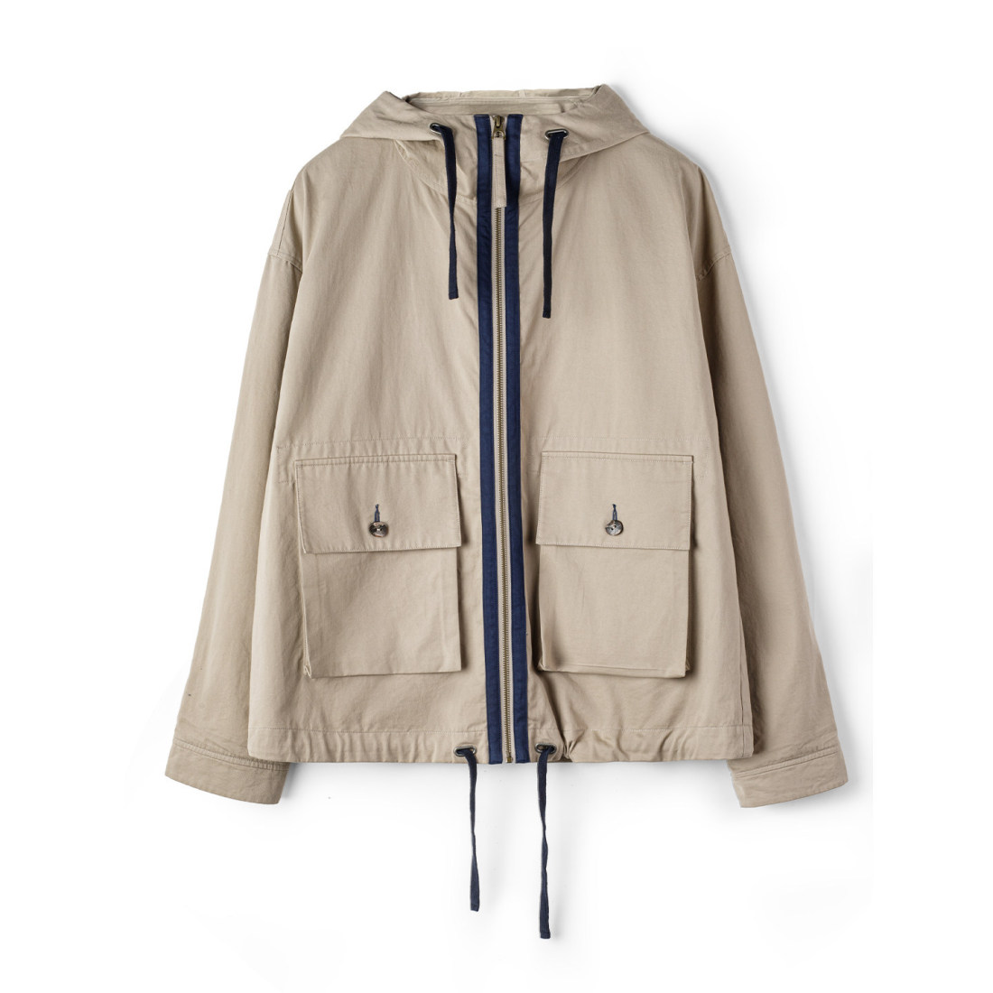 馬登工裝 美式復古多口袋夾克純棉帆布卡其色立領連帽薄款外套男春