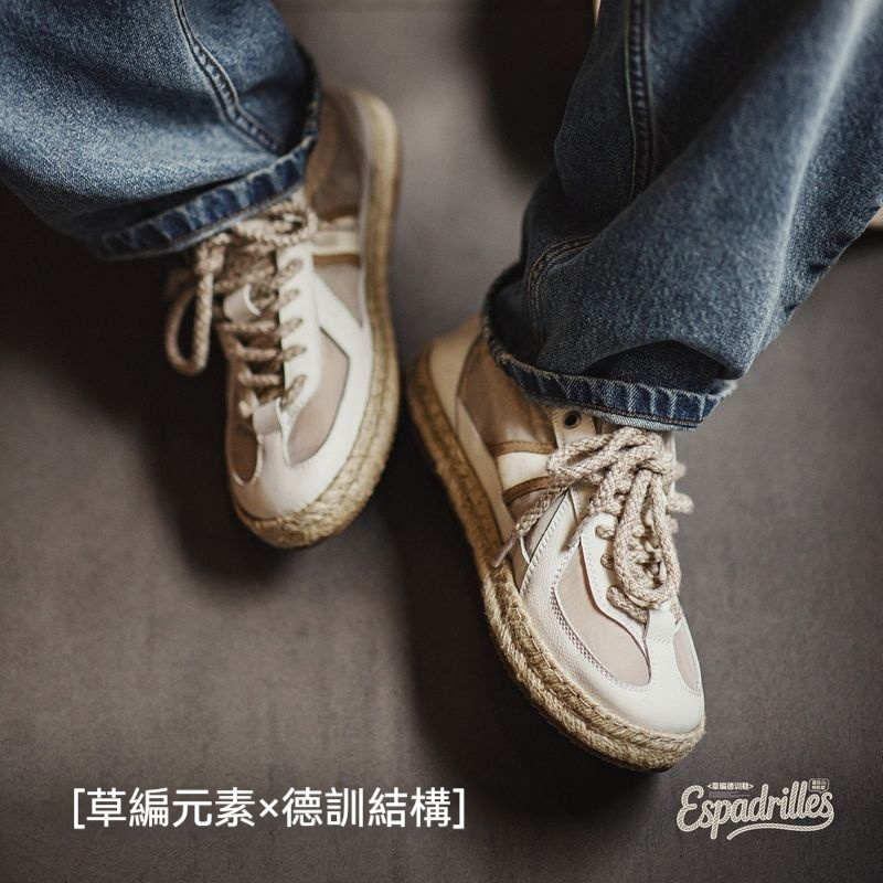 馬登男鞋 草編德訓鞋春夏季休閒透氣布鞋薄款板鞋半拖男士漁夫鞋