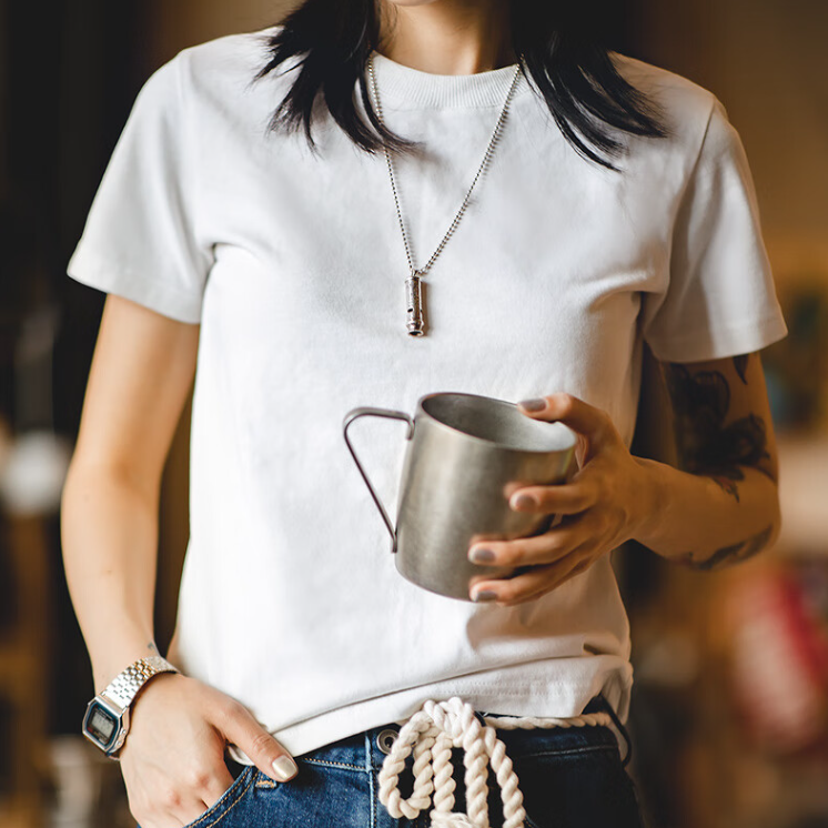 馬登女裝 基礎鹽系短袖打底衫黑白Tee純棉半袖顯瘦無感內搭正肩T恤