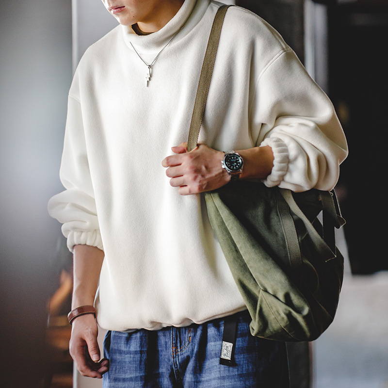 馬登工裝 美式休閒搖粒絨衛衣立領Cityboy寬鬆慵懶套頭衫男秋冬