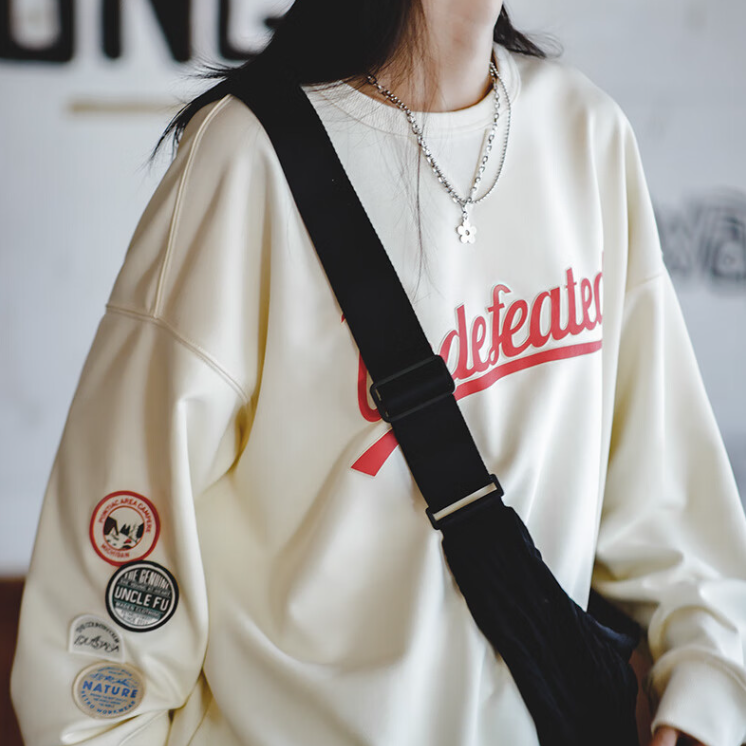 馬登女裝 美式休閒套頭衛衣撞色拼接插肩袖學院風長袖上衣外套秋