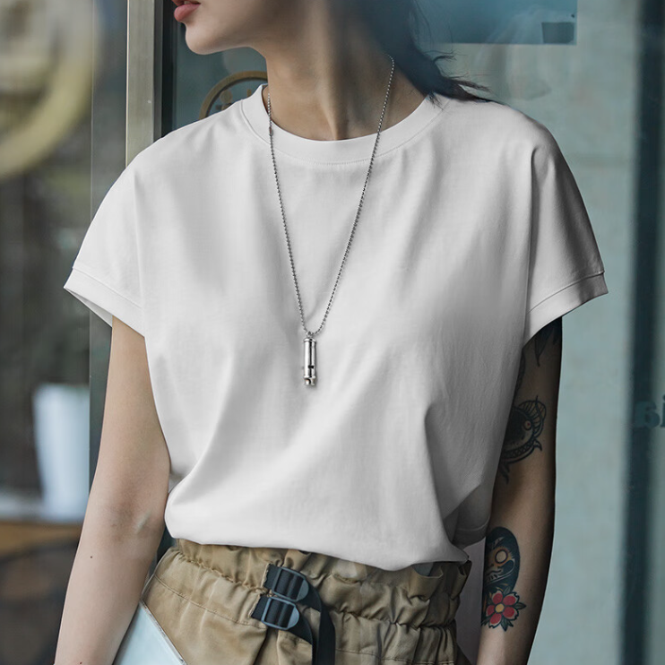 馬登女裝 冰絲凉感寬鬆圓領T恤落肩袖基礎鹽系短袖打底衫