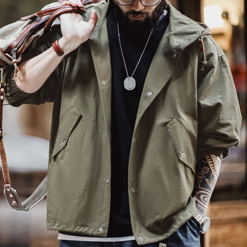 馬登工裝 美式復古M51連帽夾克軍事風寬鬆純棉魚尾外套男春季