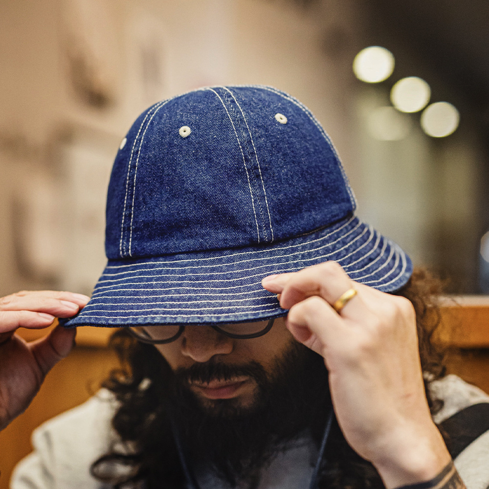 馬登工裝 美式復古丹寧牛仔漁夫帽寬帽檐咔嘰圓頂遮陽帽盆帽男女