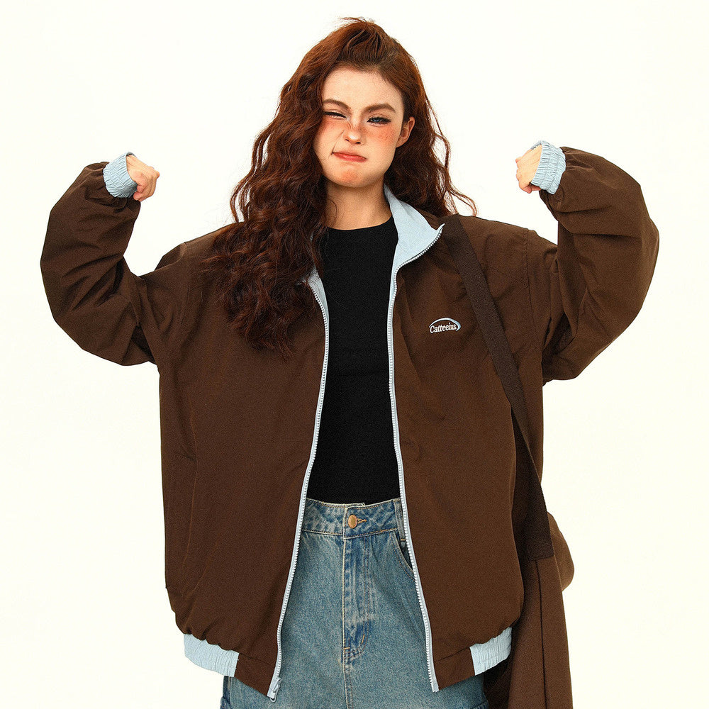 秋冬美式復古雙面穿夾克外套女美拉德潮牌氛圍感上衣外套