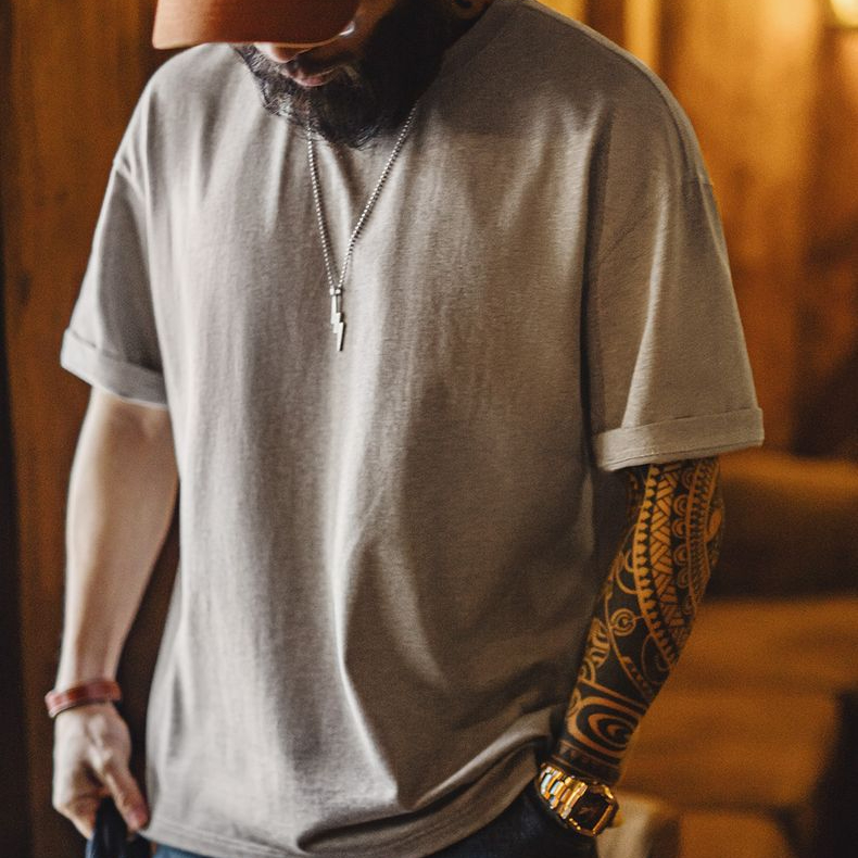 馬登工裝 新疆純棉T恤白色圓領重磅短袖凉感抑菌打底衫半袖男春夏