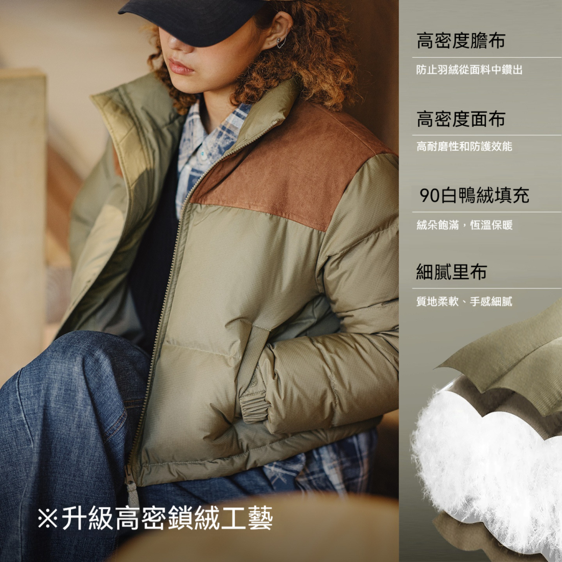 馬登女裝 90白鴨絨立領撞色拼接修身加厚保暖麵包羽絨服外套女士冬