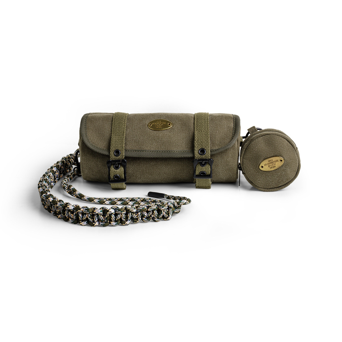 馬登工裝 美式復古帆布圓筒包隨身包通勤小包斜跨包包子母零錢包