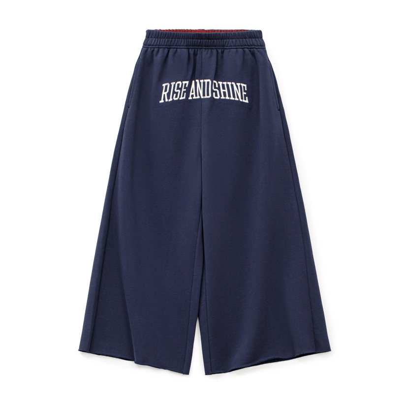 馬登女裝 美式復古高腰刺繡A字直筒闊腿衛褲垂感九分休閒褲子女士春