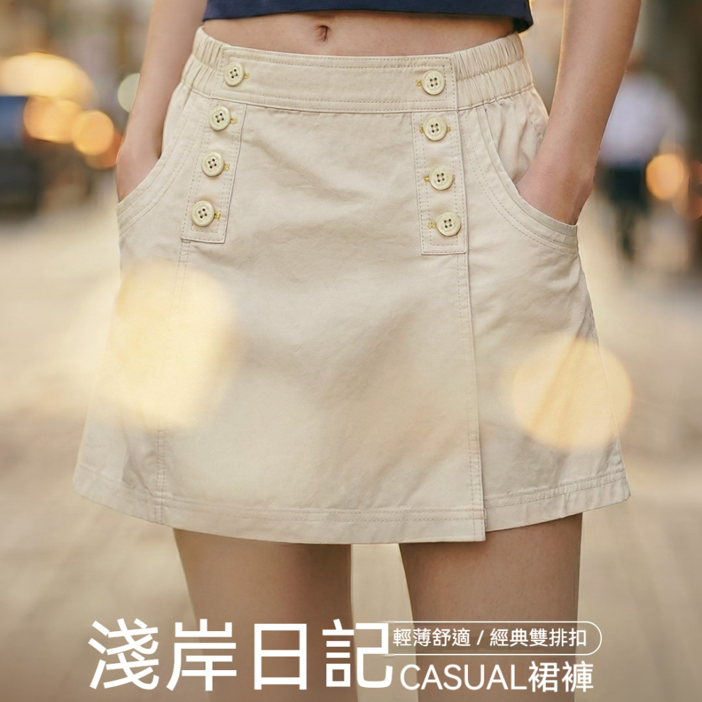馬登女裝 A字鬆緊腰顯瘦休閒純棉寬鬆小個子薄款山本短款裙褲子女士夏