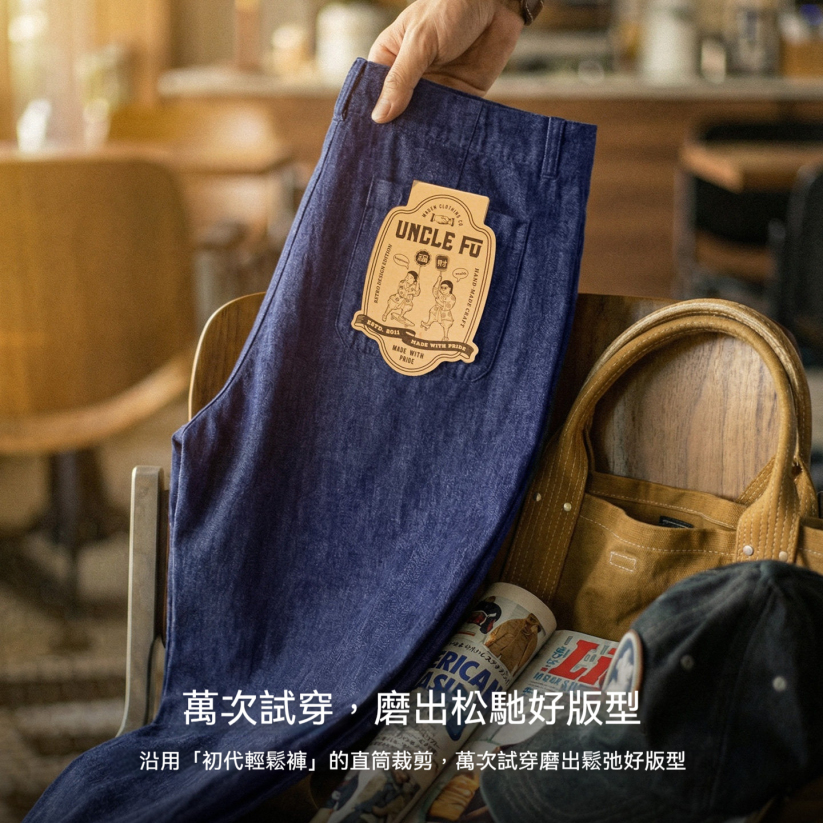 馬登工裝 美式丹寧藍薄款牛仔褲寬鬆闊腿直筒鬆弛感休閒長褲子男春