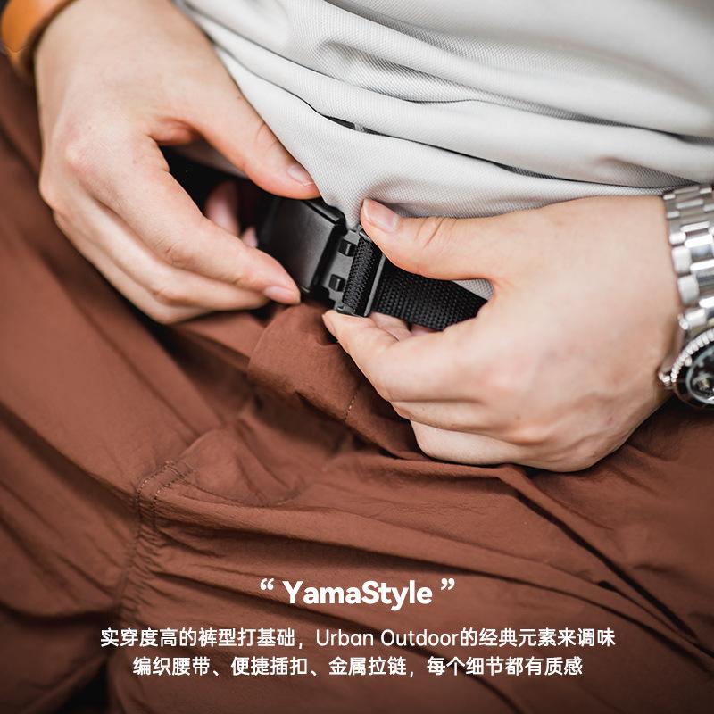 馬登工裝 美式山系速幹休閒褲快脫戰術扣鬆緊腰直筒長褲