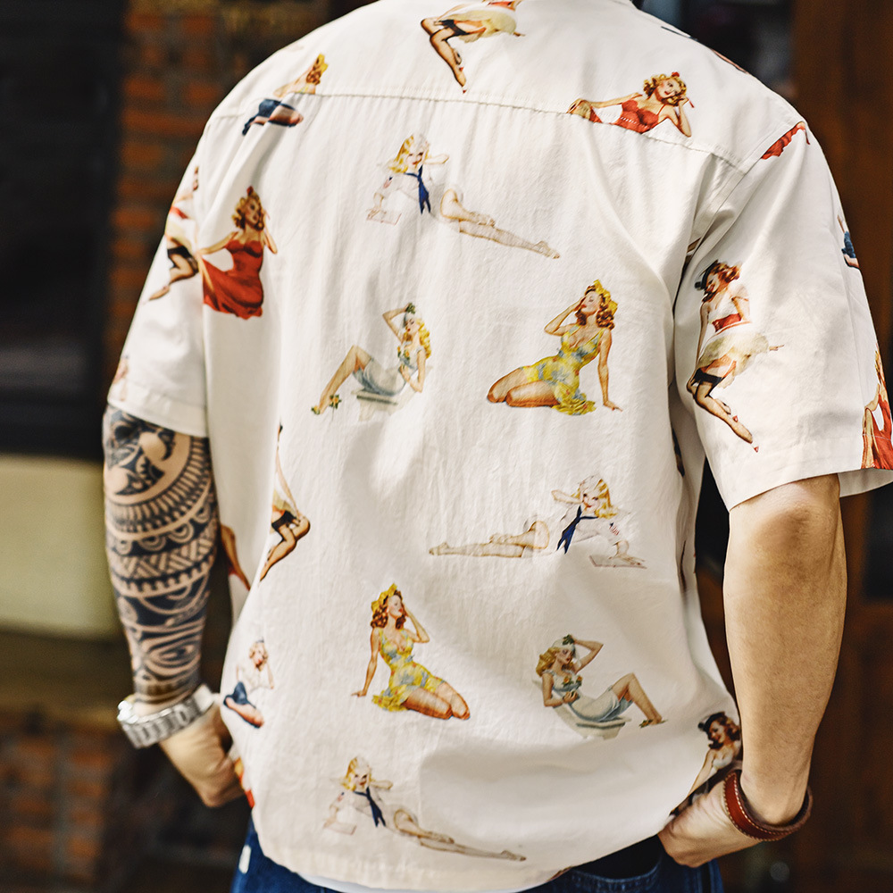 馬登工裝 美式復古滿印花古巴領襯衫夏威夷短袖沙灘襯衣外套男夏季