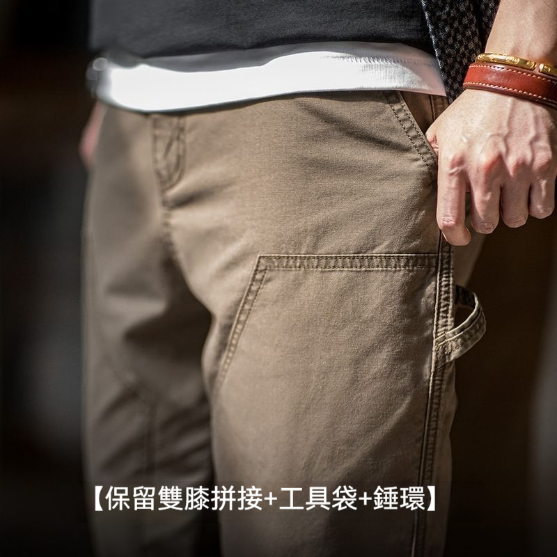 馬登工裝 美式復古雙膝伐木工褲vintage純棉帆布直筒休閒褲男秋冬