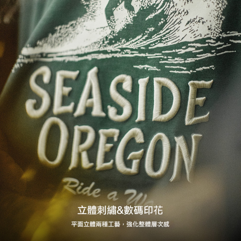 馬登工裝 美式復古立體刺繡T恤数位印花螺紋領口短袖男士夏