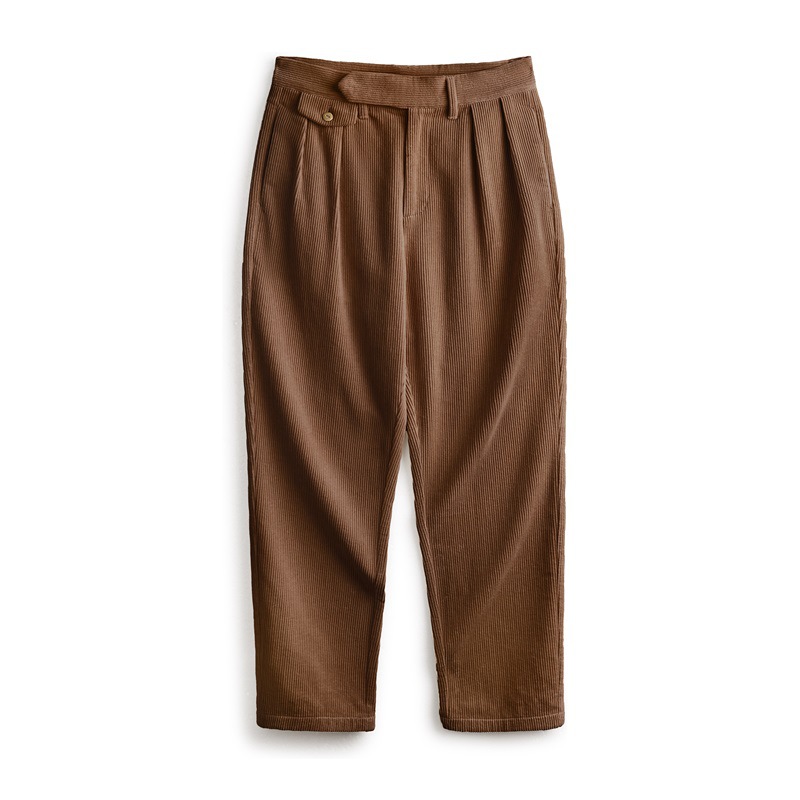 馬登工裝 美式復古重磅燈芯絨休閒褲雙褶條絨垂感純棉直筒長褲男秋