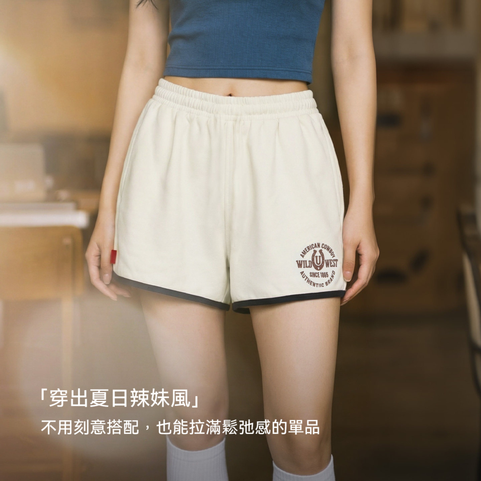 馬登女裝 復古刺繡運動休閒辣妹外穿顯瘦A字直筒短褲三分熱褲夏