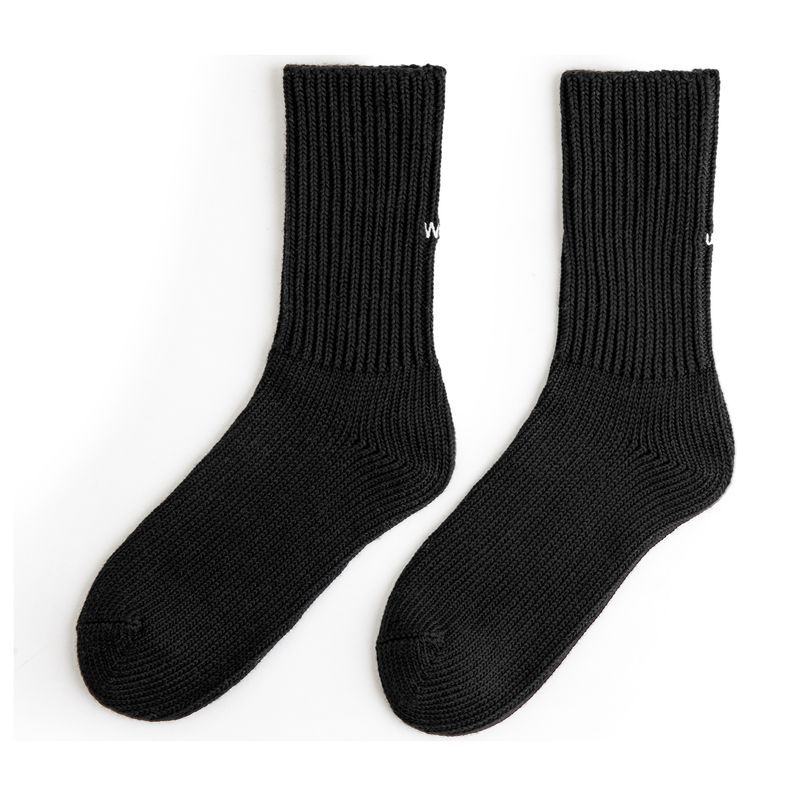 馬登女裝 粗線刺繡針織襪復古堆堆襪子中筒毛線襪秋冬長襪