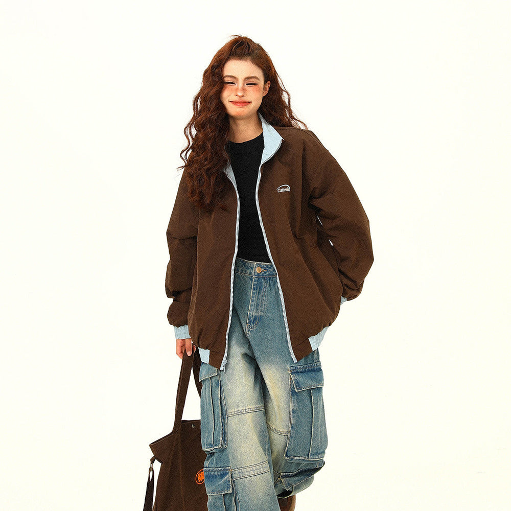 秋冬美式復古雙面穿夾克外套女美拉德潮牌氛圍感上衣外套