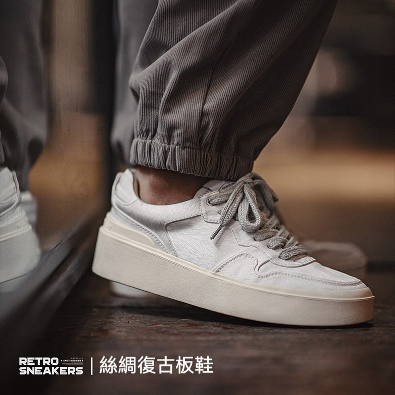 馬登工裝 復古板鞋厚底增高小白鞋透氣休閒百搭國潮絲綢男鞋