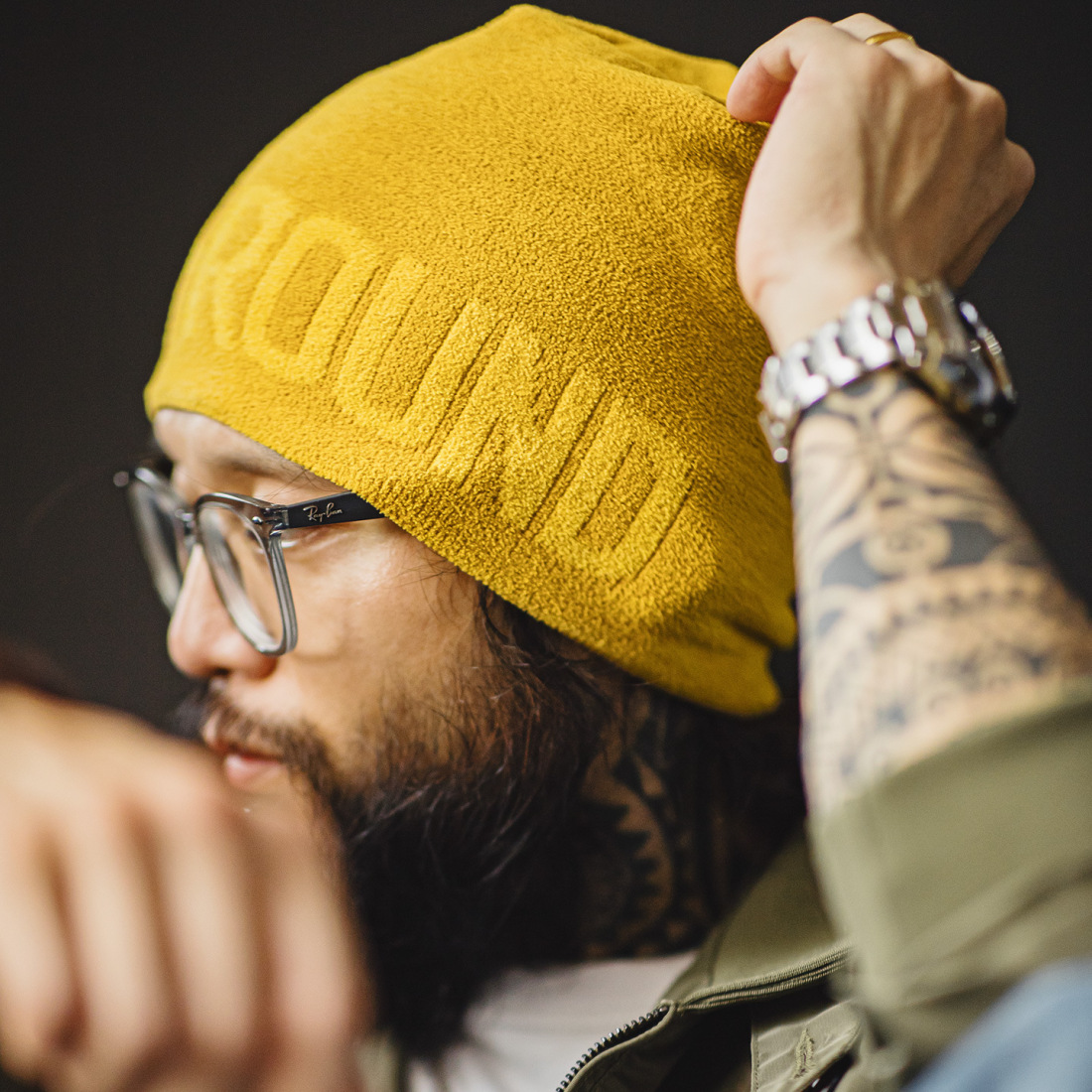 馬登工裝 美式黃色提花針織帽冬帽山系冷帽保暖大頭圍編織帽男