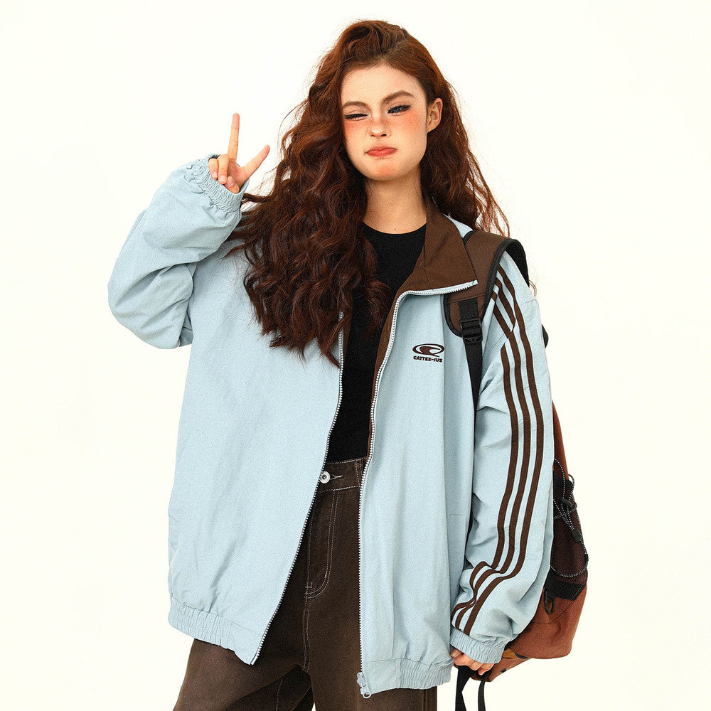 秋冬美式復古雙面穿夾克外套女美拉德潮牌氛圍感上衣外套