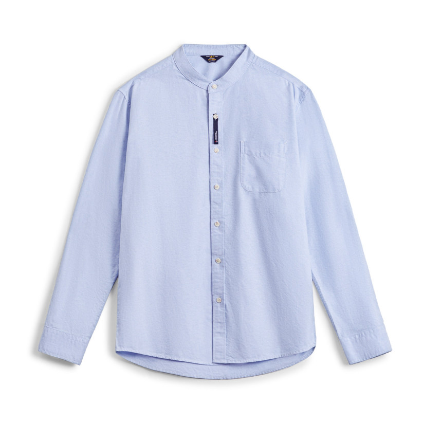 馬登工裝 美式牛津布長袖襯衫小高領立領牛津紡純棉襯衣外套男春