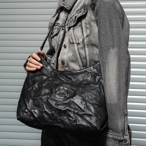 腋下Hobo托特包植鞣绵羊皮褶皺单肩斜挎软包