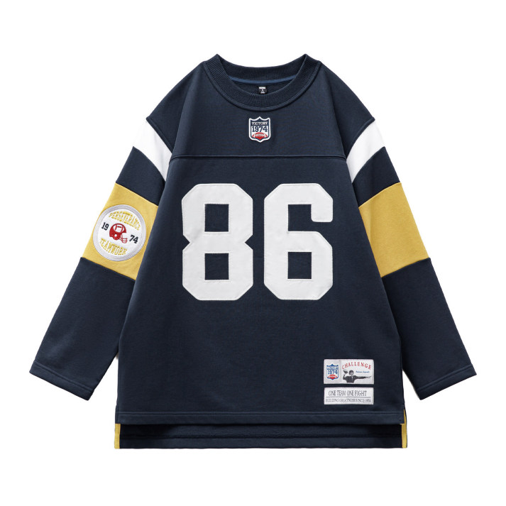 馬登女裝 美式復古橄欖球寬鬆套頭小眾刺繡中長款加厚衛衣外套秋冬