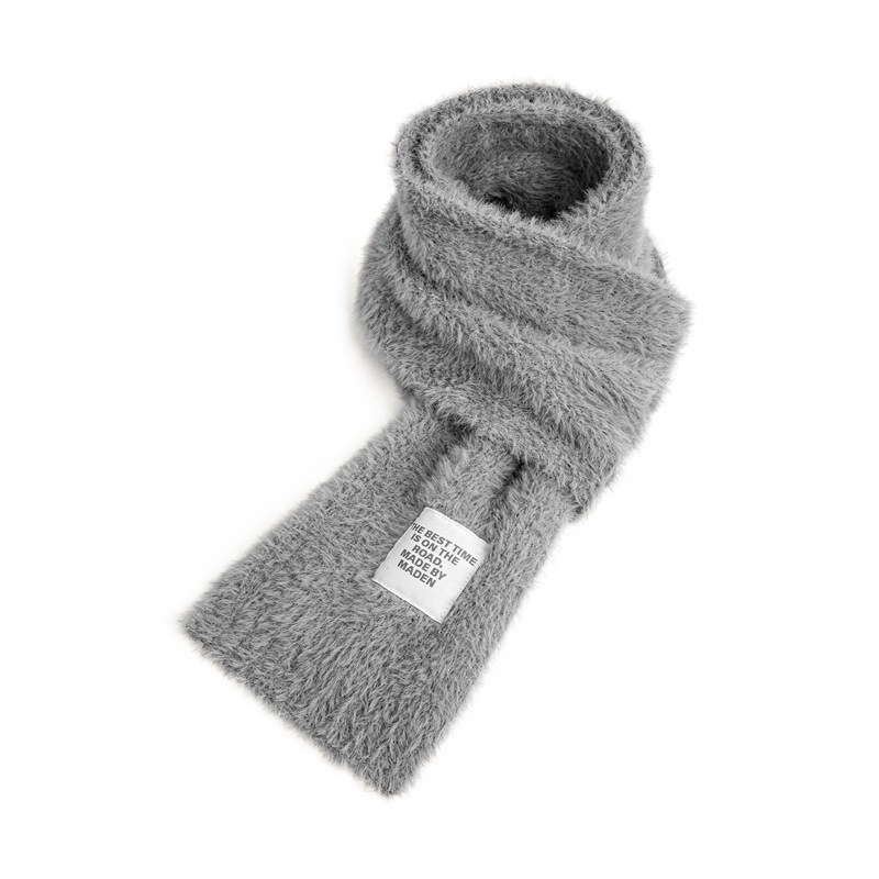 馬登女裝 羊毛混紡雪貂灰圍巾軟糯保暖護頸防寒毛茸圍脖冬季