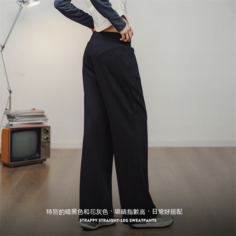 馬登女裝 收腹束腰綁帶喇叭衛褲運動褲美式復古直筒闊腿香蕉褲